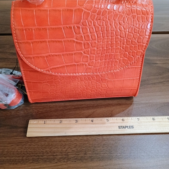 Vibrant Orange Crocodile-Embossed Mini Bag - Picture 2 of 7